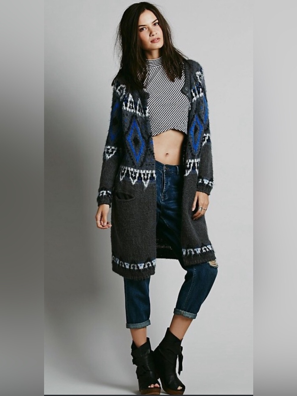 Free People Frosted Fair Isle Cardigan - XS